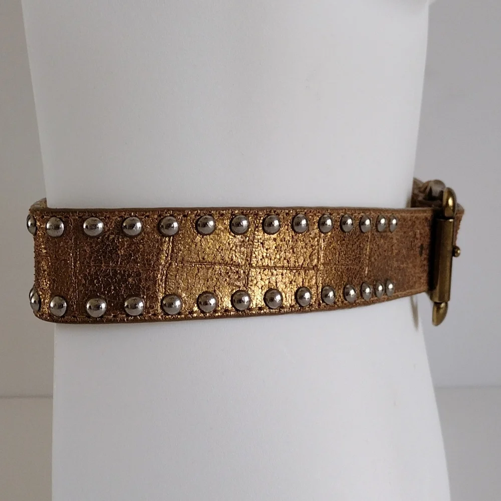 Guess Mixed Metals Leather Studded Belt S